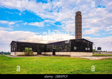 Lublin, Lubelskie/Polen - 2019/08/17: Rekonstruiertes Krematorium von Majdanek KL Lubliner NS-Konzentrations- und Vernichtungslager Stockfoto