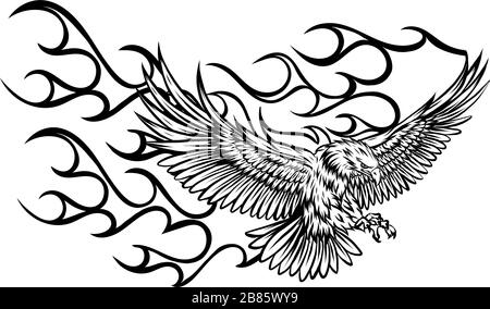 Eagle Fire Head Flame Logo Vector Template Design Stock Vektor