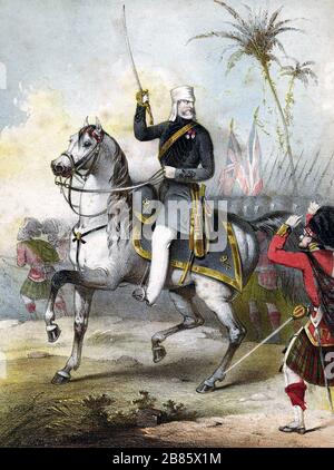 HENRY HAVELOCK (1795-1857) General der British Army auf dem Weg zur Entlastung von Cawnpore im Jahr 1857 Stockfoto