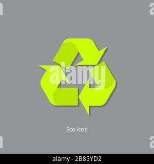 3D-Recycling-Symbol. Isoliertes Recycling-Designelement im trendigen 3D-Stil aus Papier. Eco-Konzept für Druck- oder Infografik. Recycling- oder Wiederverwendungskonzept. Stock Vektor