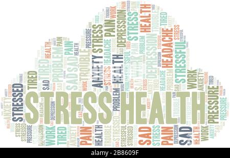 Stress Health Wort Cloud. Wordcloud nur mit Text. Stock Vektor