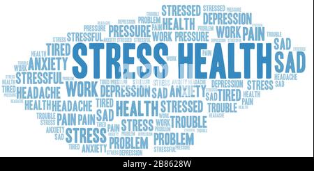 Stress Health Wort Cloud. Wordcloud nur mit Text. Stock Vektor