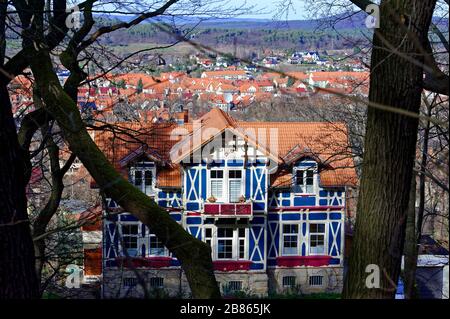 Teufelsmauer Harz bei Blankenburg im Sonnenuntergang Stockfoto