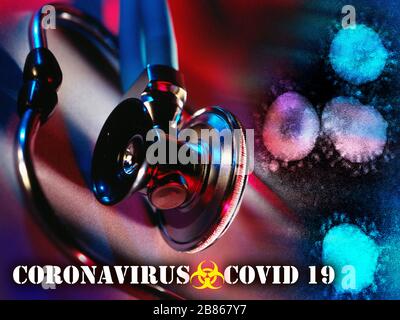 Coronavirus - COVID-19. Schweres akutes Atemsyndrom Coronavirus 2 (SARS-COV-2), bisher bekannt unter dem vorläufigen Namen 2019 Roman Coronavirus Stockfoto