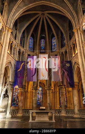 Im Inneren der Kathedrale von Lausanne in der Schweiz Stockfoto