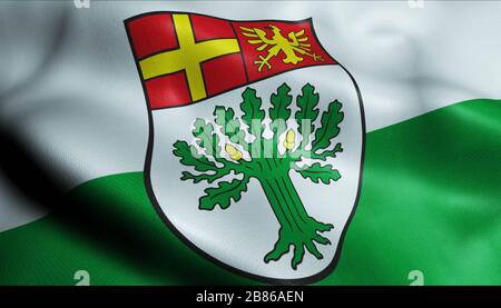 3D-Abbildung einer schwenkenden Flagge von Schlob holt Stukenbrock (Deutschland) Stockfoto