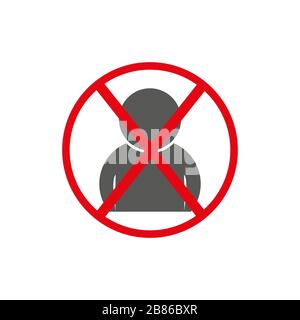 No man-Schild, Vektorgrafik-Abbildung, rotes Kreis-Verbotene-Konzept, auf weißem Hintergrund gelötet Stock Vektor