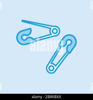Symbol Für Den Vektor Des Sicherheitsstifts, Einfach, Blau Stock Vektor