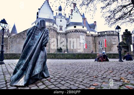 Sonntag, 15. März 2020:. Nantes, Frankreich - Statue der Königin von Frankreich, Anne de Bretagne. Nantes Frankreich Stockfoto