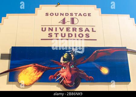 Orlando, Florida. März 2020. Draufsicht über die Sherk 4D-Attraktion in den Universal Studios Stockfoto