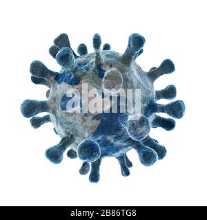 Coronavirus Konzept. Mikroskopvirus Nahaufnahme. 3D-Rendering. Stockfoto