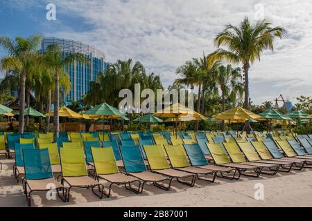 Orlando, Florida. März 2020. Teilweise Blick auf den Waturi-Strand in der Volcano Bay im Gebiet der Universal Studios Stockfoto