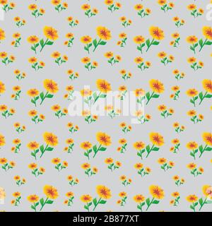 Nahtloses Muster mit orangefarbenen Blumen Stock Vektor