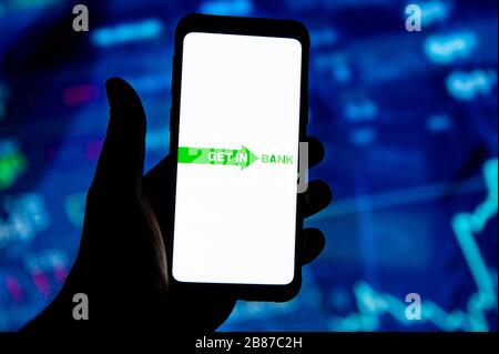 Polen. März 2020. In dieser Abbildung wird das Logo "Get in Bank" auf einem Smartphone angezeigt. Kredit: Mateusz Slodkowski/SOPA images/ZUMA wire/Alamy Live News Stockfoto