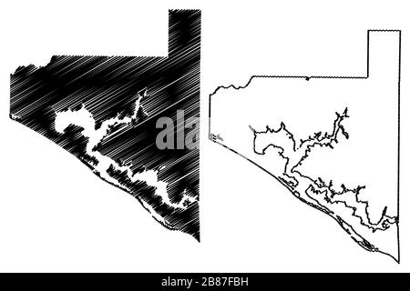 Bay County, Florida (US-County, Vereinigte Staaten von Amerika, USA, USA, USA) Karte Vektor Illustration, Scribble Sketch Bay Karte Stock Vektor