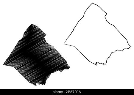 Tadjourah Region (Republik Dschibuti, Horn von Afrika, Golf von Aden) Karte Vektor-Illustration, Skizze Tadjourah Karte Stock Vektor