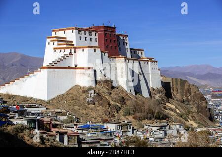 Aussichtspunkt auf der Burg Shigatse Zong in Shigatse, Tibet Stockfoto