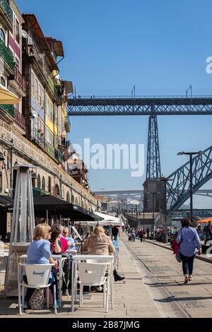 Cais da Ribeira, Porto, Portugal Stockfoto