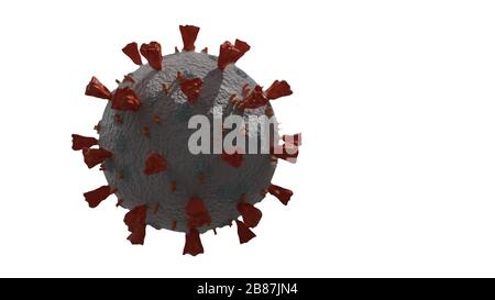 3D-Rendering von ansteckenden HIV-AIDS, Flur oder Coronavirus isolierter 3D-Rendering Stockfoto