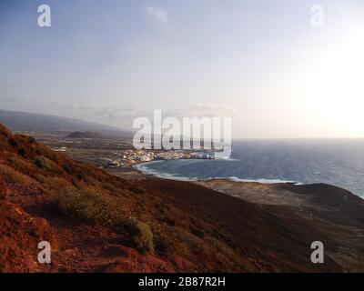 La Tejita, Tenera, Spanien: Blick vom Berg Roja auf den Atlantik und die Ostküste von Teneras Stockfoto