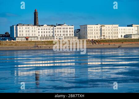 Skyline von Borkum, Strand, Insel, Frisia, Winter, Saison, Herbst, Niedersachsen, Deutschland, Stockfoto