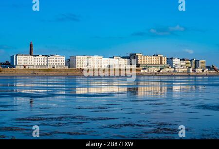 Skyline von Borkum, Strand, Insel, Frisia, Winter, Saison, Herbst, Niedersachsen, Deutschland, Stockfoto