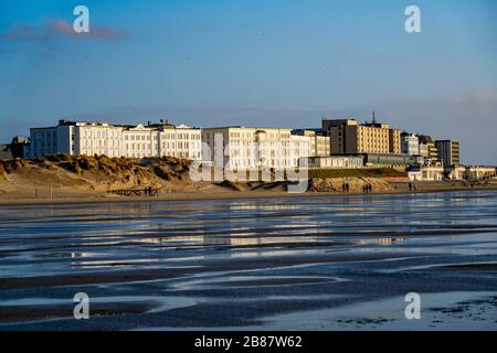 Skyline von Borkum, Strand, Insel, Frisia, Winter, Saison, Herbst, Niedersachsen, Deutschland, Stockfoto