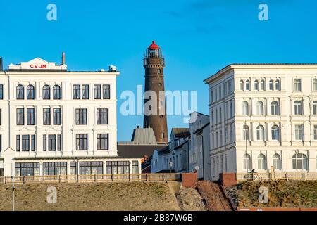 Skyline von Borkum, Strand, Insel, Frisia, Winter, Saison, Herbst, Niedersachsen, Deutschland, Stockfoto