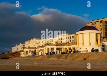 Skyline von Borkum, Strand, Insel, Frisia, Winter, Saison, Herbst, Niedersachsen, Deutschland, Stockfoto