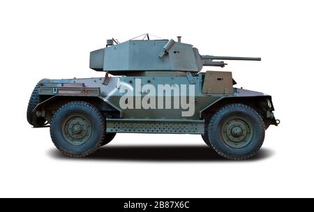 Seitenansicht des Vintage-Tanks isoliert auf weiß Stockfoto