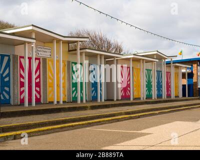 Central Promenade Beach Chalets, Maplethorpe, Lincoln, Großbritannien Stockfoto