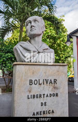 Büste von Simon Bolivar an der Calle Lerdo de Tejada in Villahermosa, Bundesstaat Tabasco, Mexiko Stockfoto