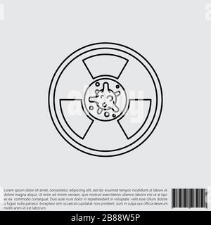 Virus, Bakterien und Strahlenschilderlinie, lineares Symbol, Symbol: Coronavirus, COVID-19-Symbol, Logo schwarz auf weißem Hintergrund. 2019-ncov einfach Stock Vektor
