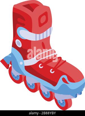 Rotes Inline-Skates-Symbol, isometrischer Stil Stock Vektor