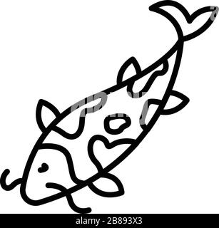 Symbol für Karpfenfische von Koi, Outline-Stil Stock Vektor