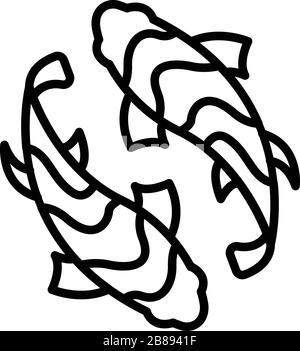 Lake Koi Karps-Symbol, Outline-Stil Stock Vektor
