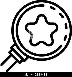 Symbol für Innovationen mit Sternlupe, Outline-Stil Stock Vektor