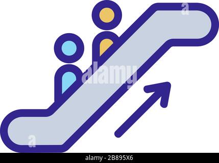 Die Vektorgrafik der Metro-Rolltreppe nach oben zeigt die Darstellung der Umrisse Stock Vektor