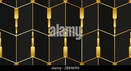 Moderner Hintergrund mit goldenen Linien auf schwarzem Hintergrund Stock Vektor