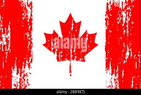 Alte Flagge Kanadas im Stil von verkratzter Farbe an der Wand Stock Vektor