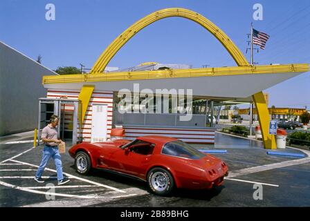 Das älteste in Betrieb befindliche McDonalds Restaurant befindet sich in Downey, Kalifornien Stockfoto