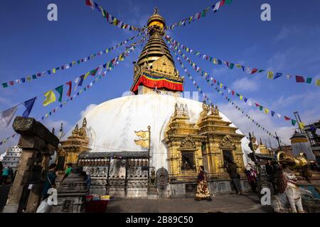 Swayambhunath Stupa alias Monkey Temple in Kathmandu, Nepal Stockfoto