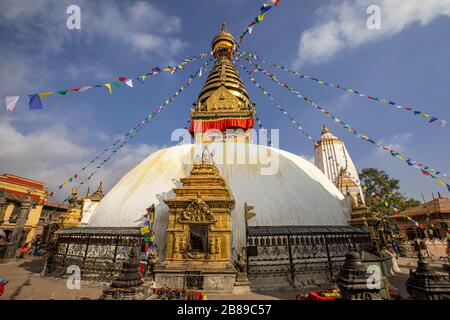 Swayambhunath Stupa alias Monkey Temple in Kathmandu, Nepal Stockfoto