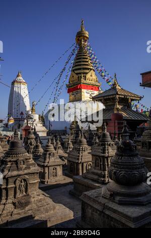 Swayambhunath Stupa alias Monkey Temple in Kathmandu, Nepal Stockfoto