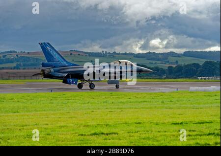 Belgische Luftwaffe F-16 auf der Internationalen Luftfahrtschauausstellung RAF Leuchars 2011 zu sehen Stockfoto