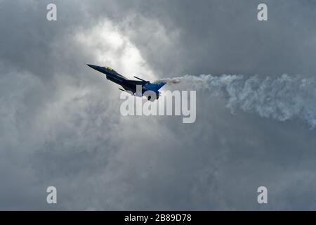 Belgische Luftwaffe F-16 auf der Internationalen Luftfahrtschauausstellung RAF Leuchars 2011 zu sehen Stockfoto