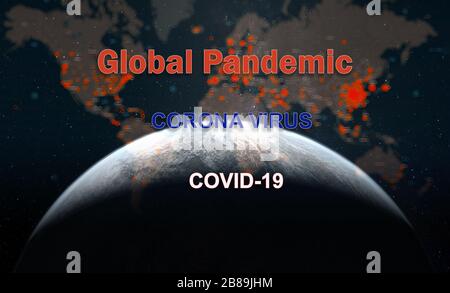 COVID-19 Coronavirus globale Pandemie mit Elementbild der NASA, chinesische Infektionspneumonie epidemisches Wort Stockfoto