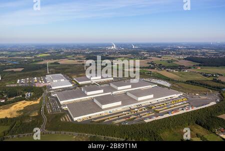 Vertriebszentrum der IKEA in Dortmund-Ellinghausen, das auf einem ehemaligen Haufen der Hoesch AG, 02.10.2013, Luftbild, Deutschland, Nord-Rhein-West errichtet wurde Stockfoto
