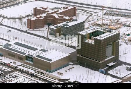 , ThyssenKrupp Quarter im Winter, 18.01.2013, Luftbild, Deutschland, Nordrhein-Westfalen, Ruhrgebiet, Essen Stockfoto