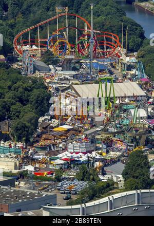 , Festival Cranger Kirmes in Herne, 05.08.2015, Luftbild, Deutschland, Nordrhein-Westfalen, Ruhrgebiet, Herne Stockfoto